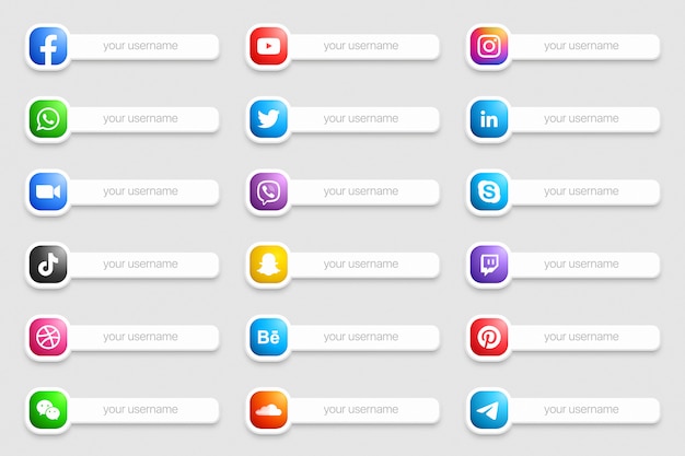 Баннеры популярных социальных сетей нижней трети значки