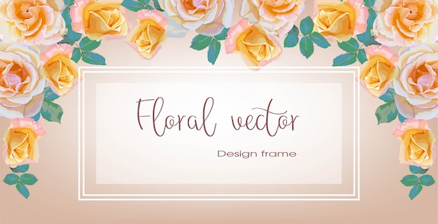 招待状グリーティングカードベクトルイラストのバラの花の花束フレームのバナー