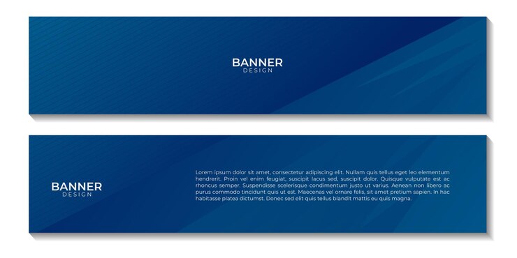 Vector banners set abstract dark blue geometric background with lines