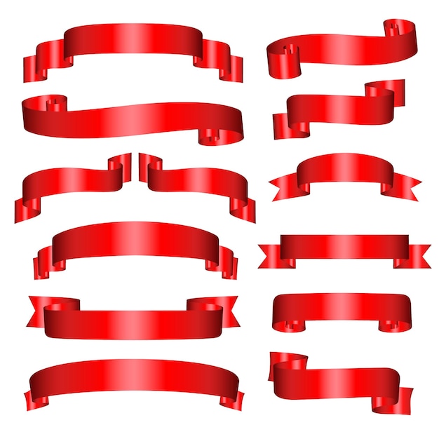 Premium Vector  Red ribbons collection