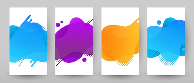 Banners template design with abstract liquid color. Flash sale special offer set 