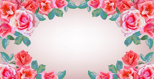 Banners van rozen bloemen boeketten frame