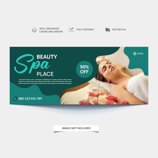banners van spa's en schoonheidscentra met foto's en moderne lay-out