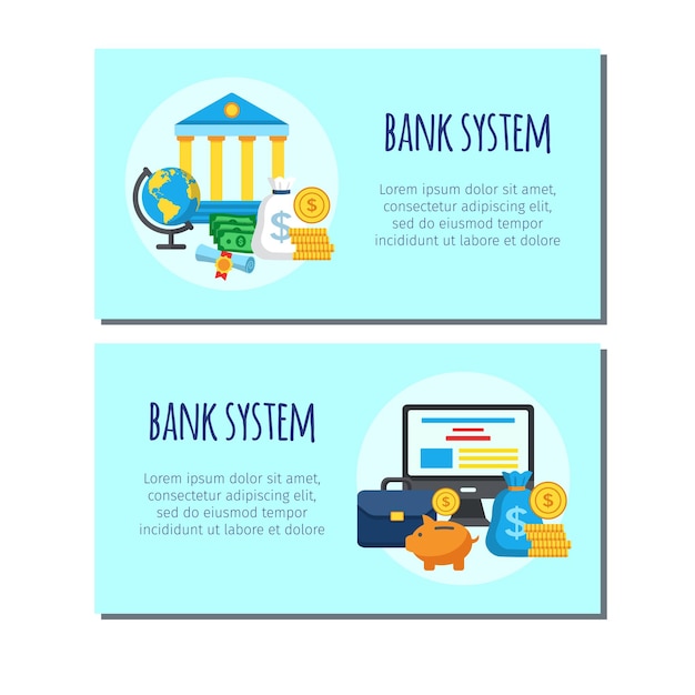 Banners voor banksysteemontwerp