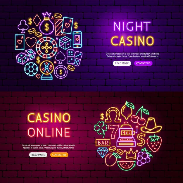 Banners voor casinowebsites. vectorillustratie van spelpromotie.