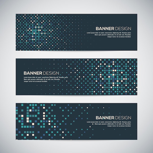 Banners with abstract colorful random geometric background