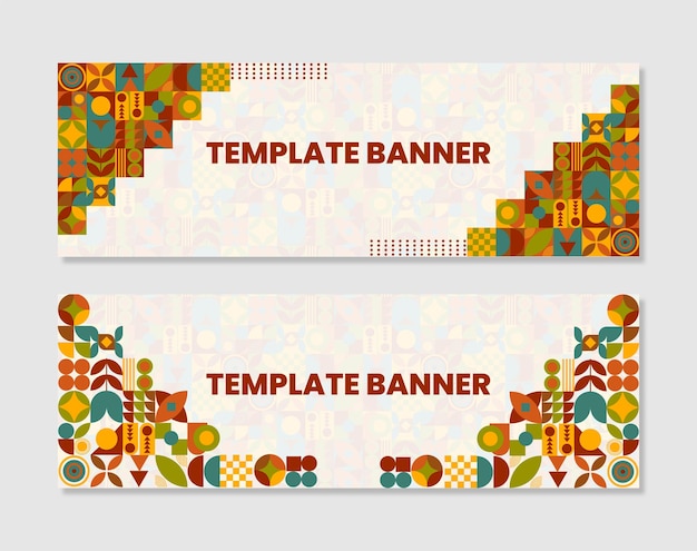 Vettore banners con sfondo a forma geometrica colorata