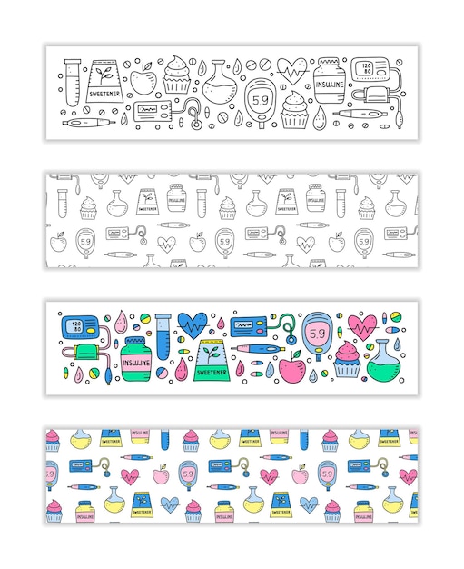 banners with doodle diabetes items