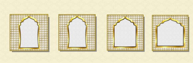 Banners with Gold and White Bows and the 3D Design Middle East Ornament On Them