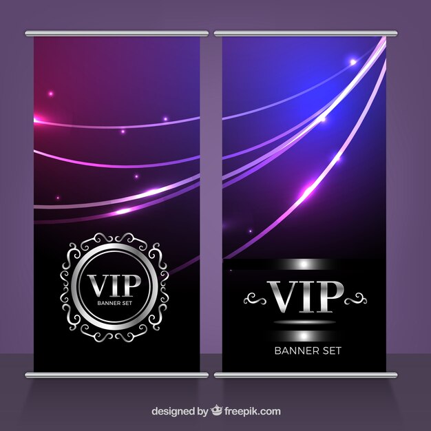 Banners with modern wave design