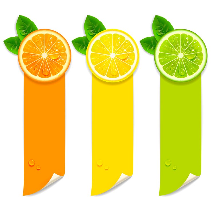 Vector banners with orange lemon and lime