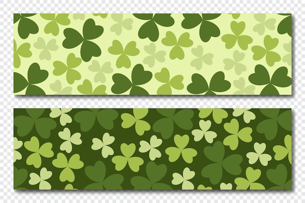 Banners with shamrock leaves realistic green clovers shamrock banner horizontal background vector illustration