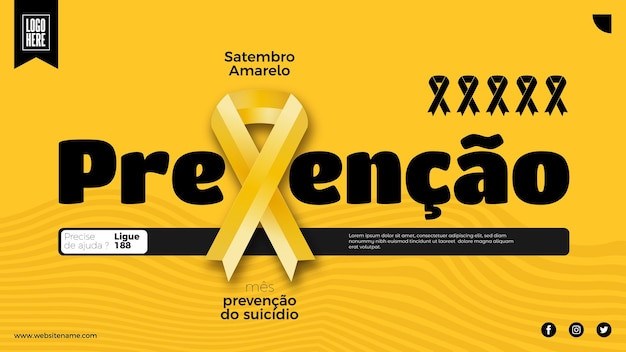 bannersjabloon in Braziliaans Portugees voor satembro amarelo-campagne