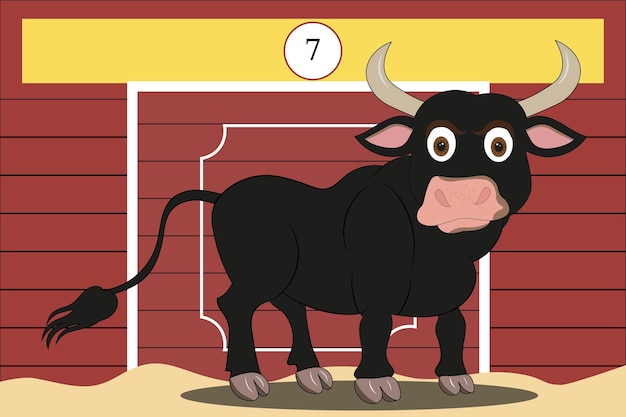 Bannerteken en illustratie van een stier in een arena special san fermin