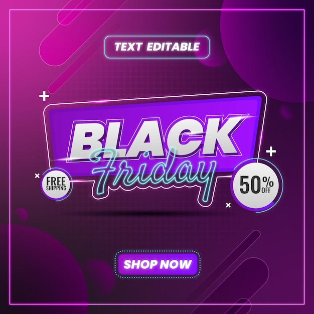 Vector bannertexteditableblackfridaypurpleblack