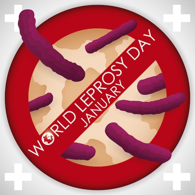 Vector banning signal and bacillus promoting world leprosy day in january