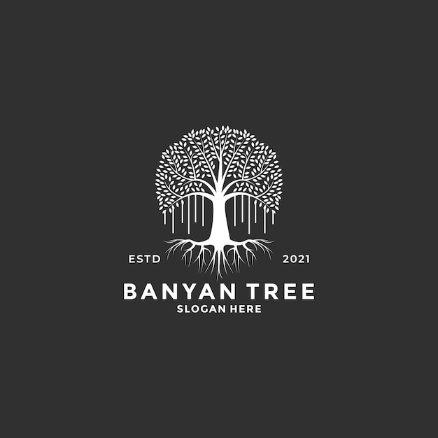 Banyan tree logo design idea vintage style