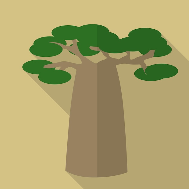 Baobab piatto icona illustrazione vettoriale isolato segno simbolo