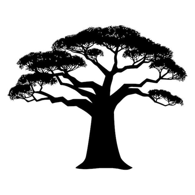 Vector baobab tree silhouette vector illustration