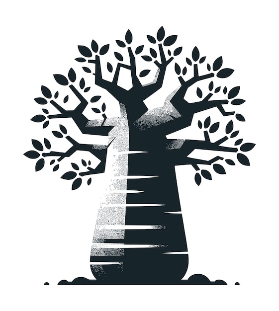 Vector baobab tree vector art in stylized form