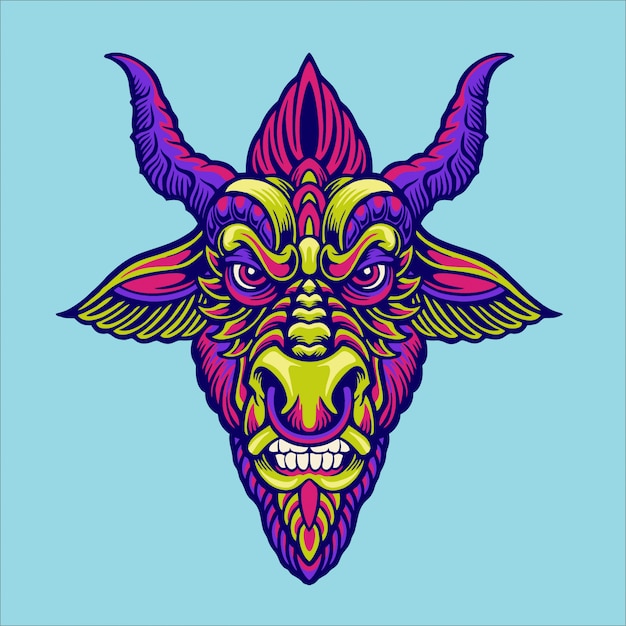 Baphomet head mascot illustration