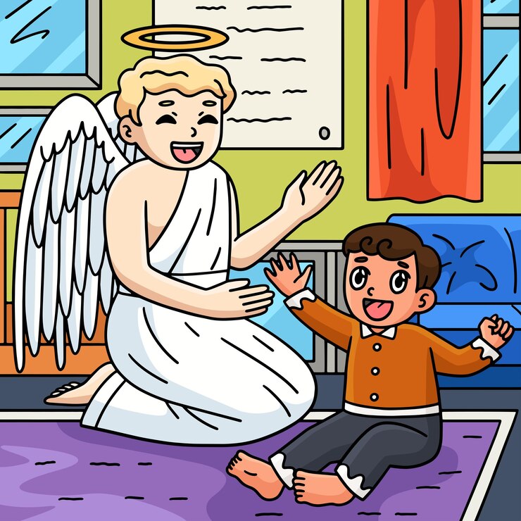 バプテスマの赤ちゃんと守護天使のカラー漫画