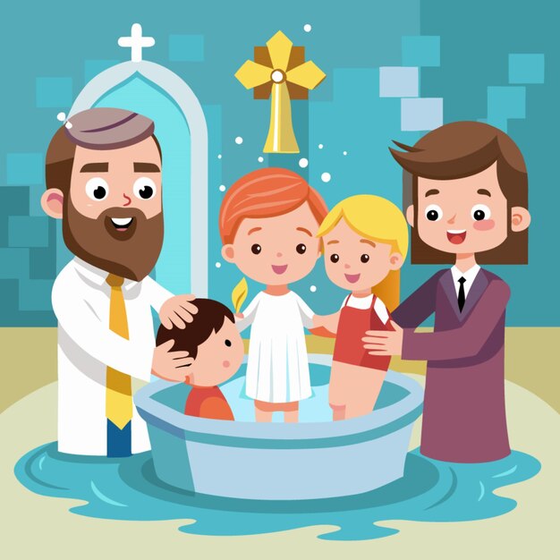 Vector baptism cartoon cartoon vector