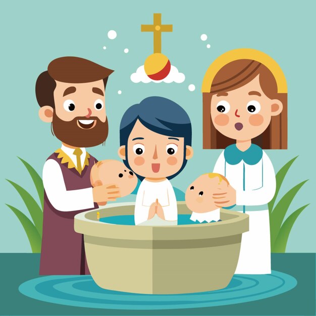 Vector baptism cartoon cartoon vector