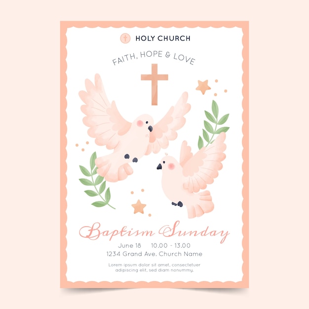 Vector baptism ceremony poster template