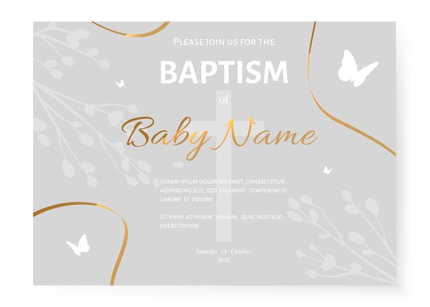 Vector baptism invitation card design invitation template with cross vector illustration eps