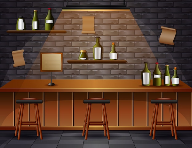 Bar cafe beer cafeteria counter desk interior illustration