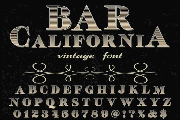 Bar california alphabet font illustration