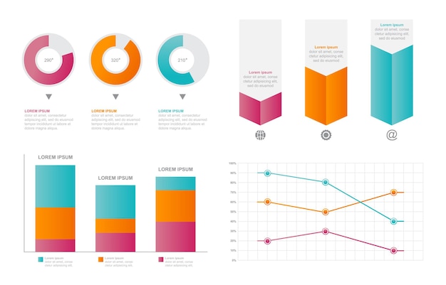棒グラフグラフ図統計ビジネスインフォグラフィック要素セット