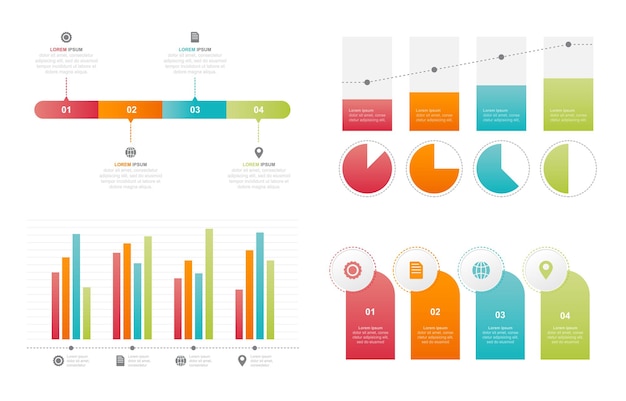 Insieme di elementi di infografica affari statistici diagramma grafico a barre grafico