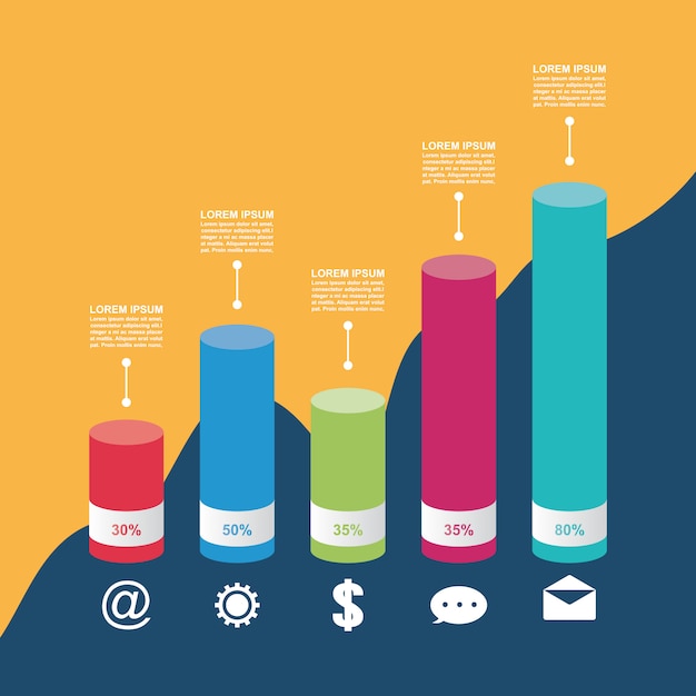 Bar chart graph diagram statistical business infographic illustration template