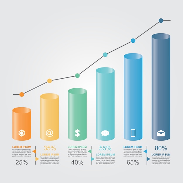 벡터 막대 차트 그래프 다이어그램 통계 비즈니스 infographic 템플릿 일러스트