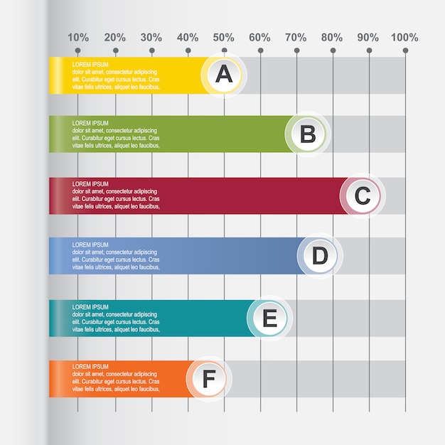 벡터 가로 막 대형 차트 그래프 다이어그램 통계 가로 infographic