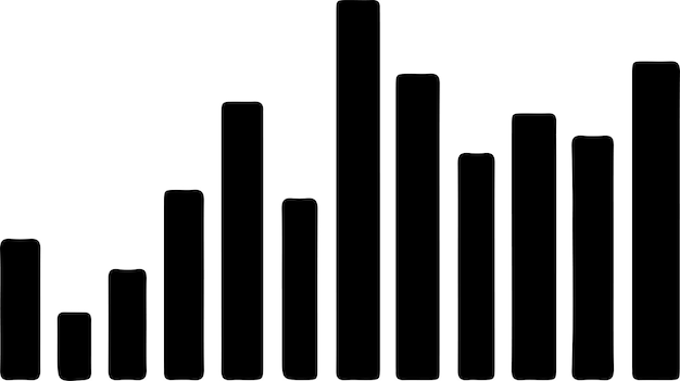 Bar chart icon black silhouette with transparent background