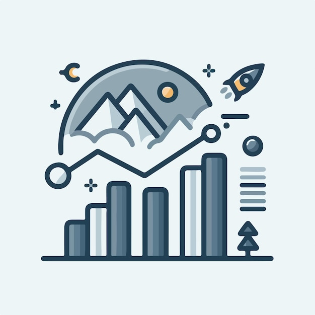 Vector bar chart icon illustration