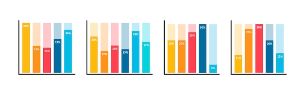 Bar chart infographics set. vector flat illustration. design elements for statements