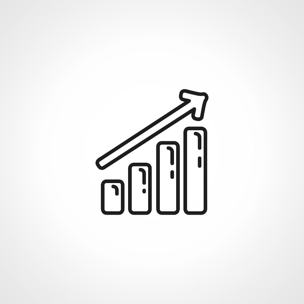 bar chart line icon growing graph outline icon