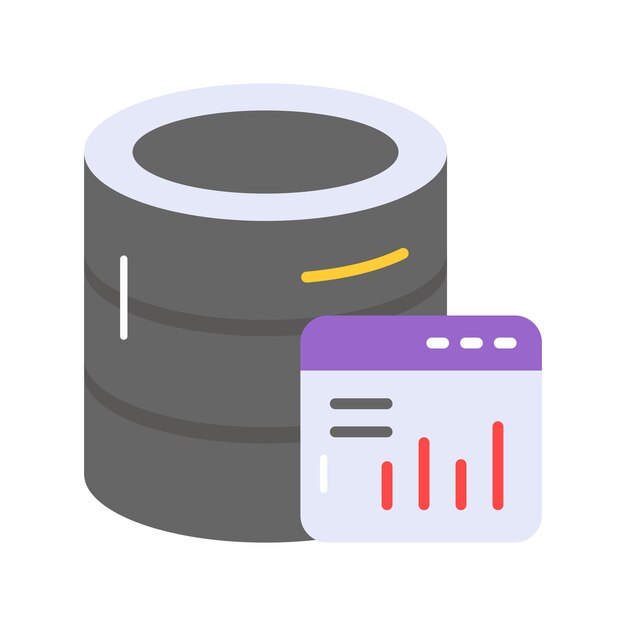 bar chart with database showing concept vector of database analysis premium icon