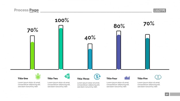 Vector bar chart with five columns template