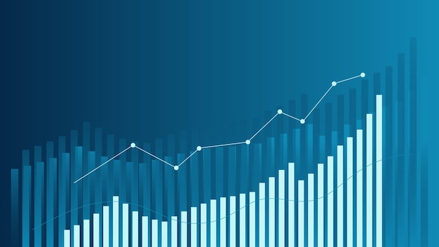 Vector bar chart with line graph show effectiveness of business earning planning management