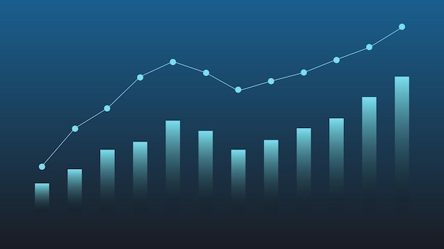 Bar chart with line graph show effectiveness of financial business earning planning management