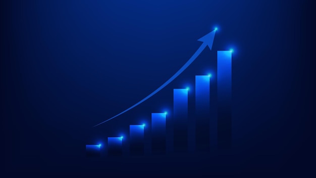 bar chart with uptrend arrow show  growth of business performance and profit of investment