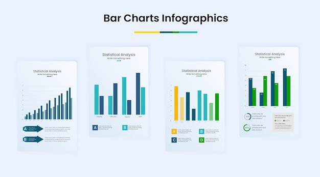 Vector bar charts infographics template