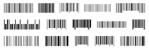 Vettore etichetta dell'icona del codice a barre per il prodotto del negozio codice di scansione universale del prodotto schema dell'icona del codice a barre etichetta del codice a barre lungo nero