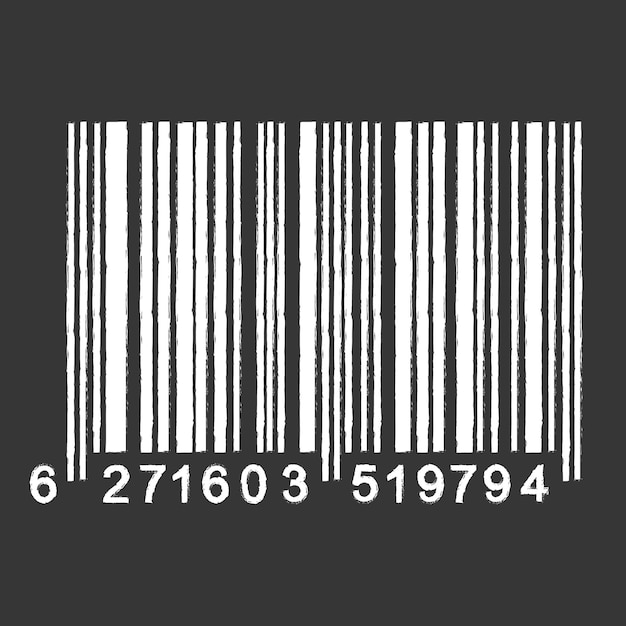 Codice a barre isolato su sfondo grigio. codice di scansione del prodotto universale in stile scarabocchio. disegnato a mano dell'elemento di disegno dell'icona di vettore.