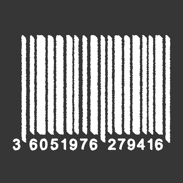 灰色の背景に分離されたバーコード。落書きスタイルのユニバーサル製品スキャンコード。